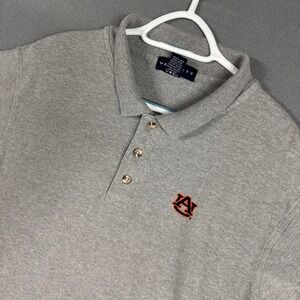Auburn Tigers Polo Shirt Mens Large Gray Velocity NCAA Embroidered Pique Cotton